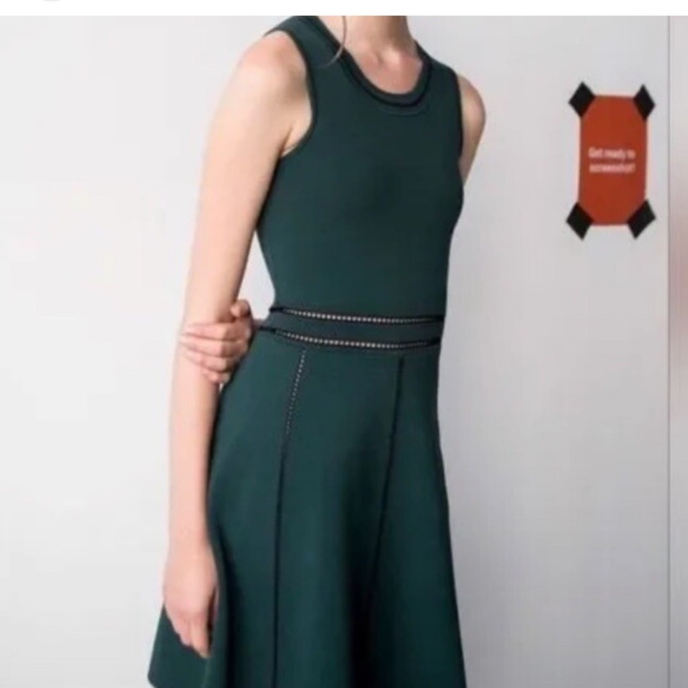 Sandro Green Vert Bouteill Eyelet Lace Stretch Knit Ricol Dress - Size 1